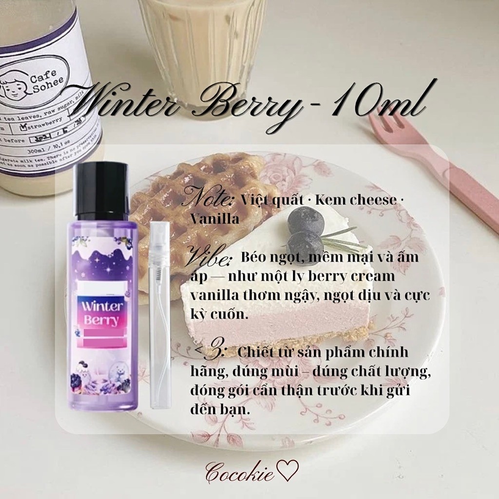 ⊹ ࣪ ˖ 10ml sample │ Body Mist Winter Berry Hella Béo Ngọt Việt Quất