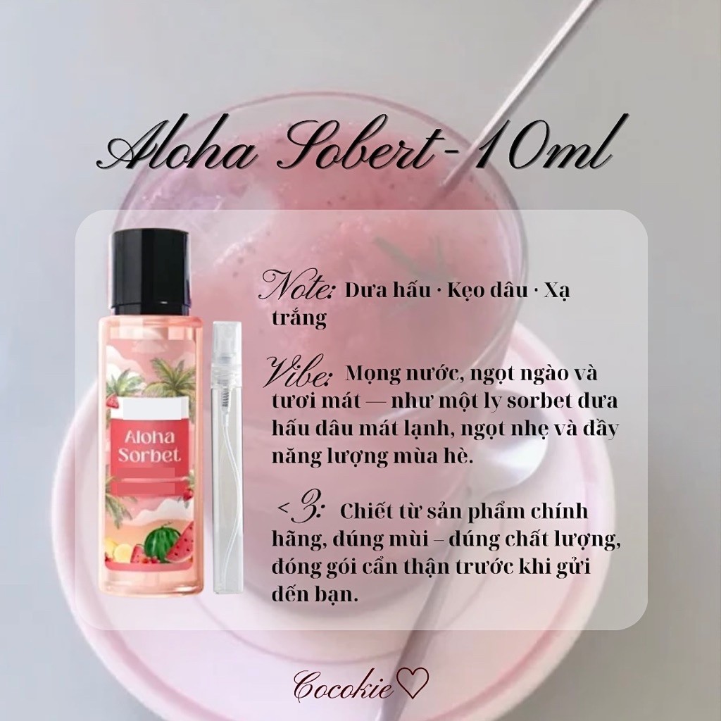 ⊹ ࣪ ˖ 10ml sample │ Body Mist Aloha Sobert Hella Mọng Nước Mát Mẻ