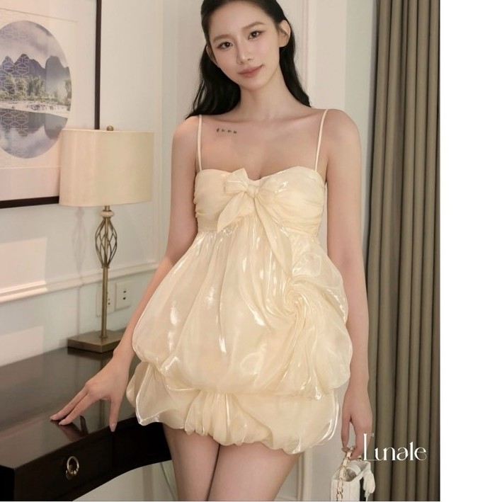 LUNALE - Fiora set/sét bí cuốn hoa 3D vải organza ánh kim