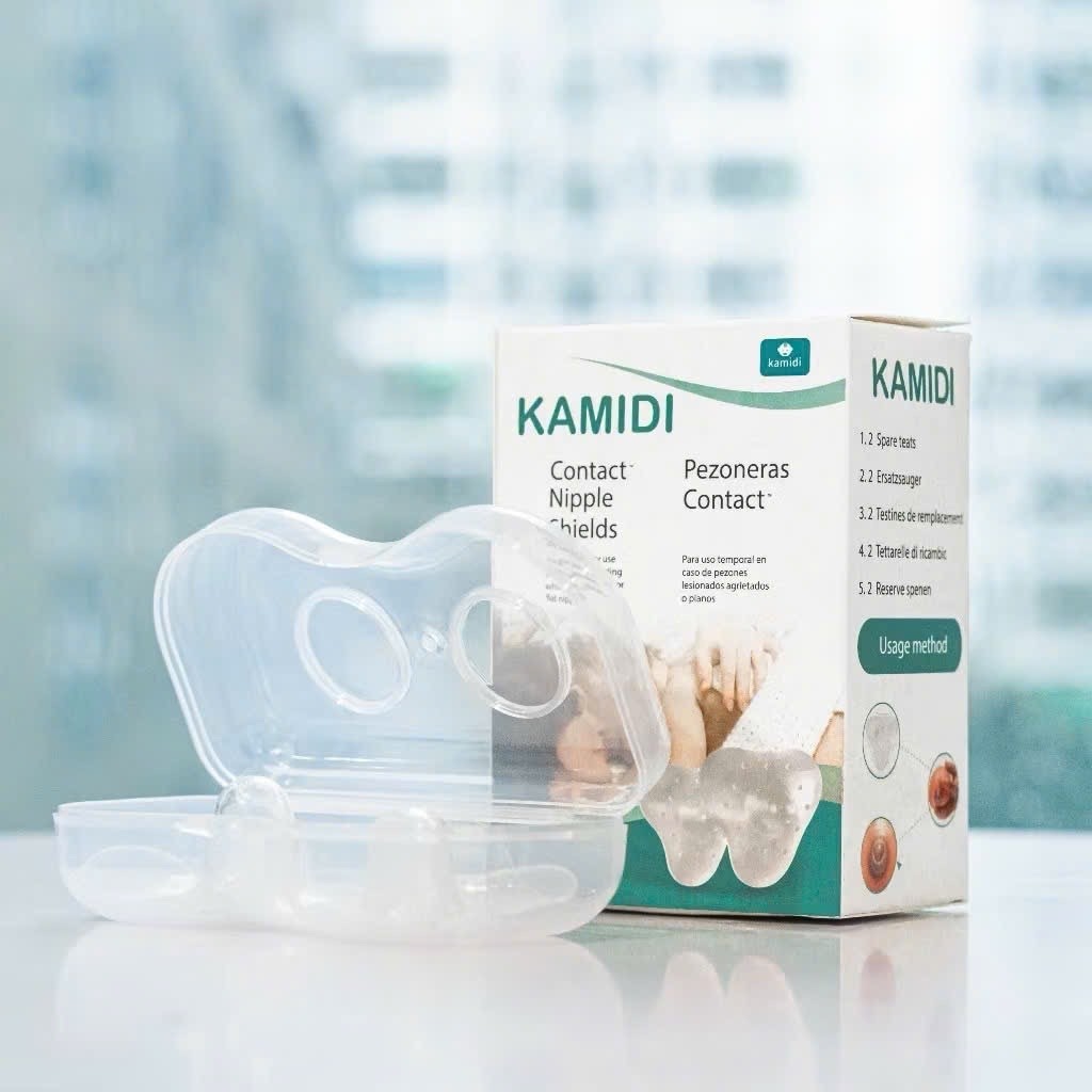 Núm Trợ Ti Kamidi Silicone Co Dãn Mềm Mại Bảo Vệ Đầu Ngực Cho Mẹ Hỗ Trợ Bé Tập Ti Bình Sữa