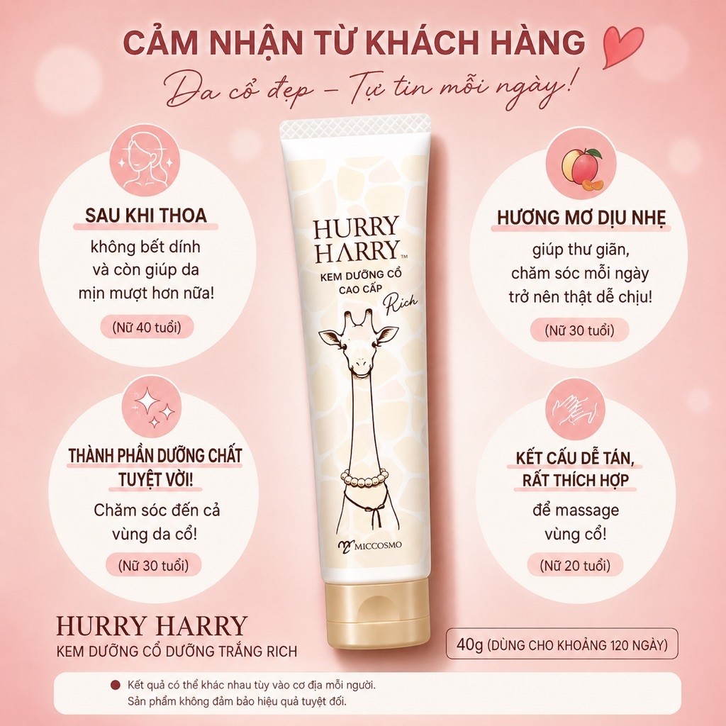 kem dưỡng trắng & chống nhăn vùng cổ cao cấp Hurry Harry premium neck