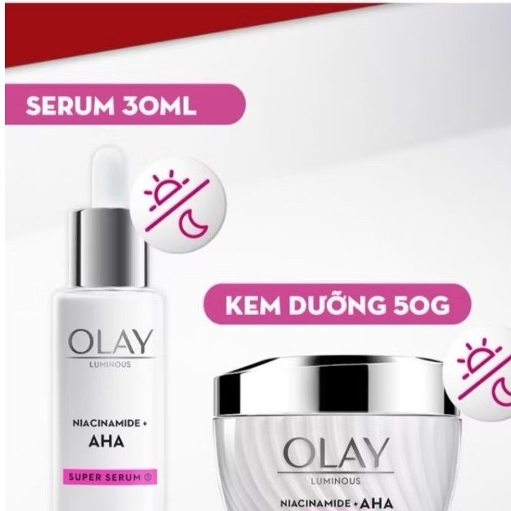 Kem Dưỡng Olay Niacinamide + Aha 50g & Tinh Chất Olay Niacinamide Aha Hỗ Trợ Giảm Lão Hoál