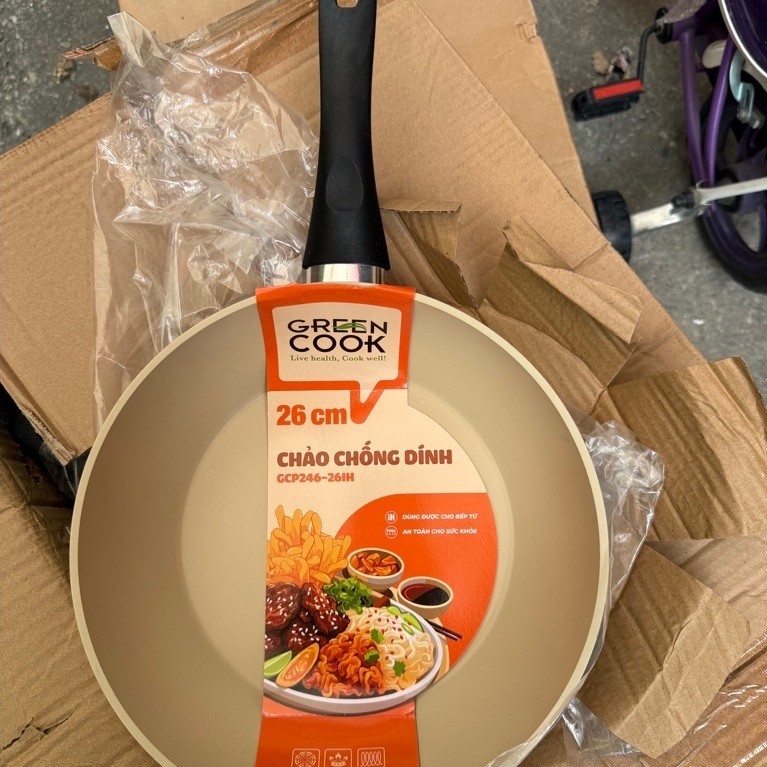 Chảo vân đá lòng sâu 26cm Green Cook