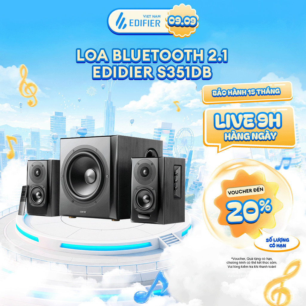 Bộ loa không dây Bluetooth EDIFIER 2.1 S350DB/S351DB | Công suất 150W |  Qualcomm® aptX™ HD | Bảo hà