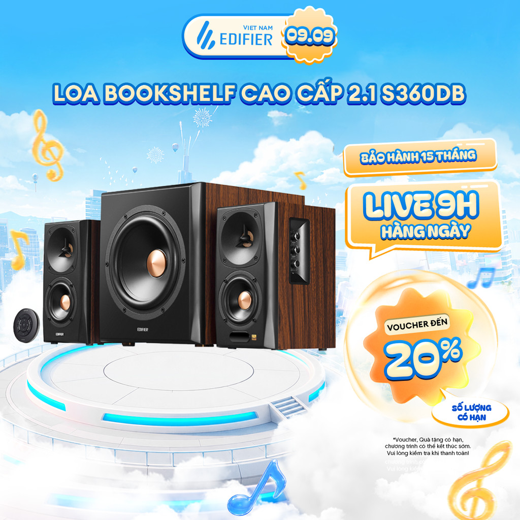 Bộ Loa Bluetooth Bookshelf EDIFIER S360DB | Công Suất 155W |  Hi-Res Audio | Chipset DSP | Bảo Hành 