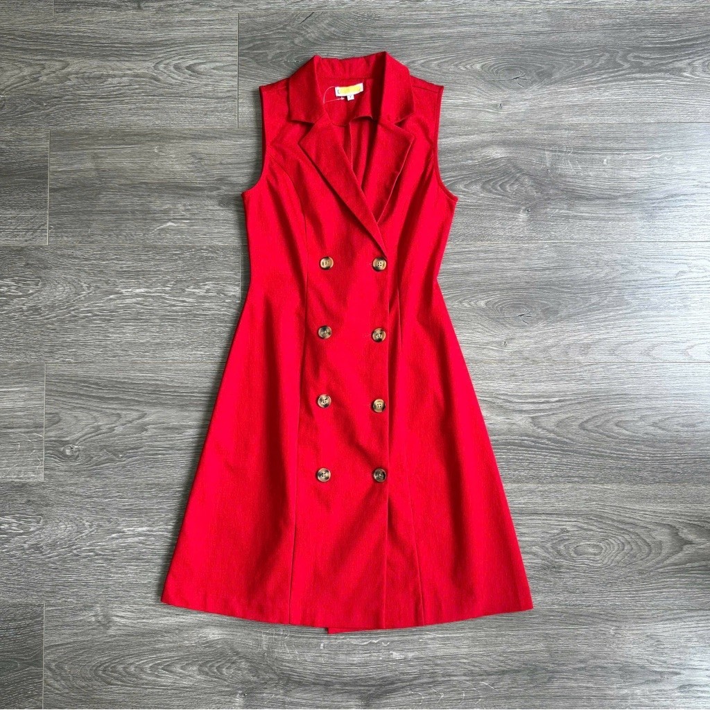 ViS Store - Đầm vest đỏ sát nách phối nút