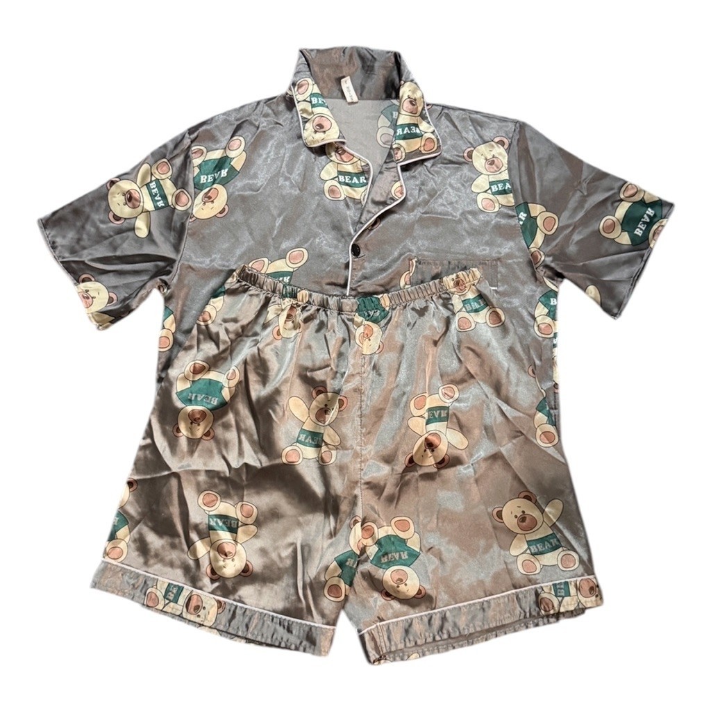 Set Đồ Ngủ Pijama Lụa Latin Hình Gấu Xám <62kg [HÀNG 2HAND]