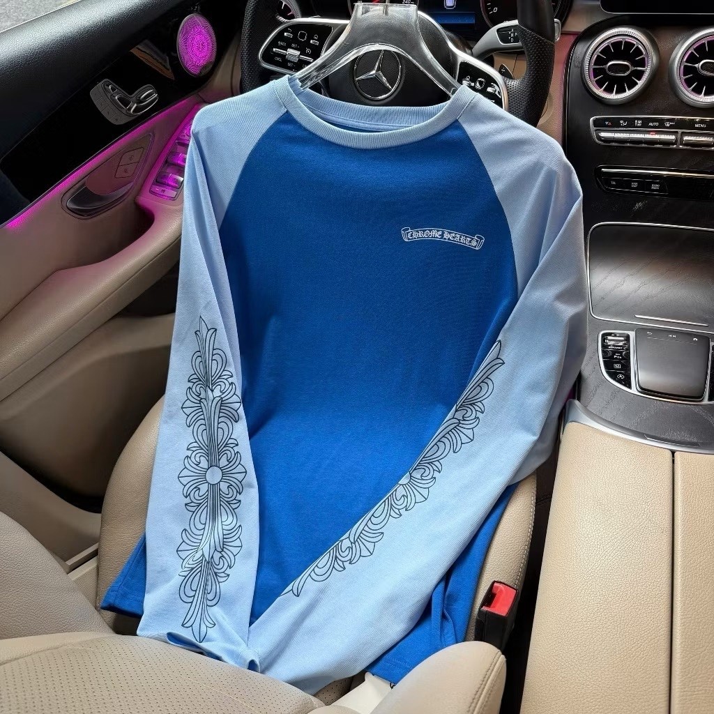 Áo Long Sleeve Chrom Heart Blue Floral Long Tee, Áo thun dài tay, áo nỉ dài tay, áo long tee