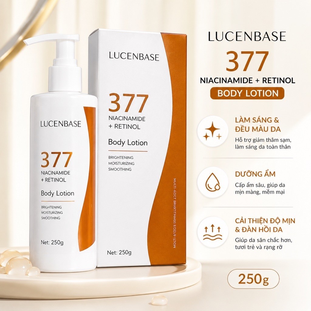 Sữa Dưỡng Thể Lucenbase 377 Niacinamide Retinol 250ml Dưỡng Trắng Da - 377