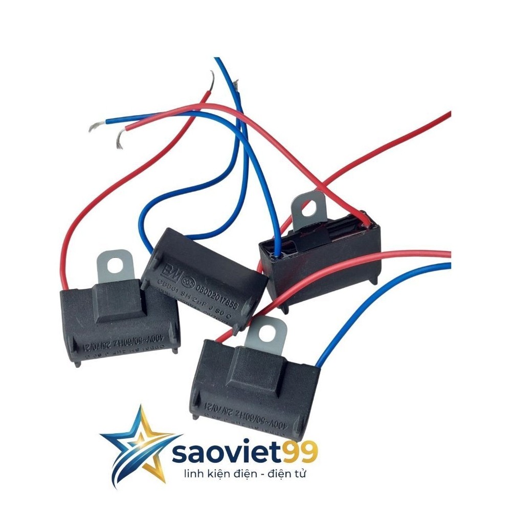 10 con tụ 2uf dây xanh đỏ . Tụ quạt 2uf loại tốt