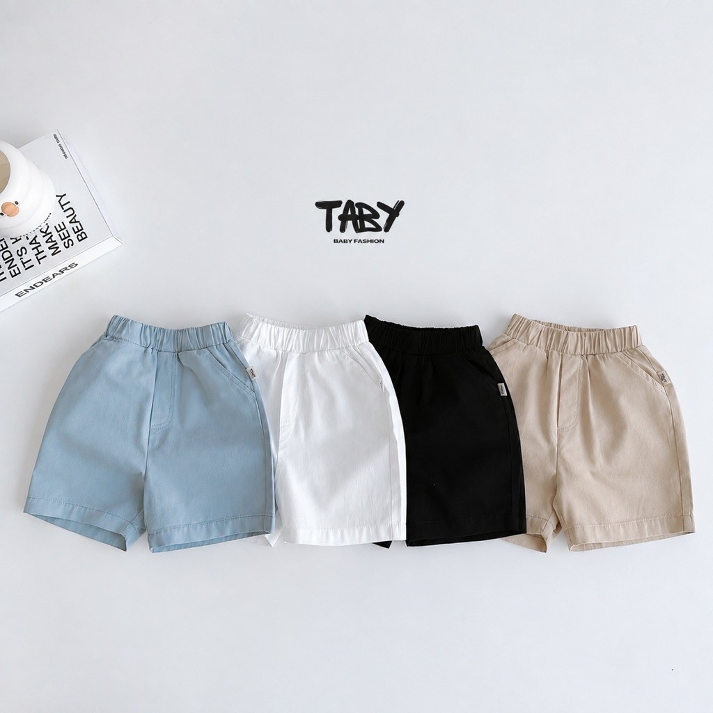5215K Quần đùi kaki basic Taby Kids, chất liệu kaki mềm mại cho bé trai bé gái 8-27kg