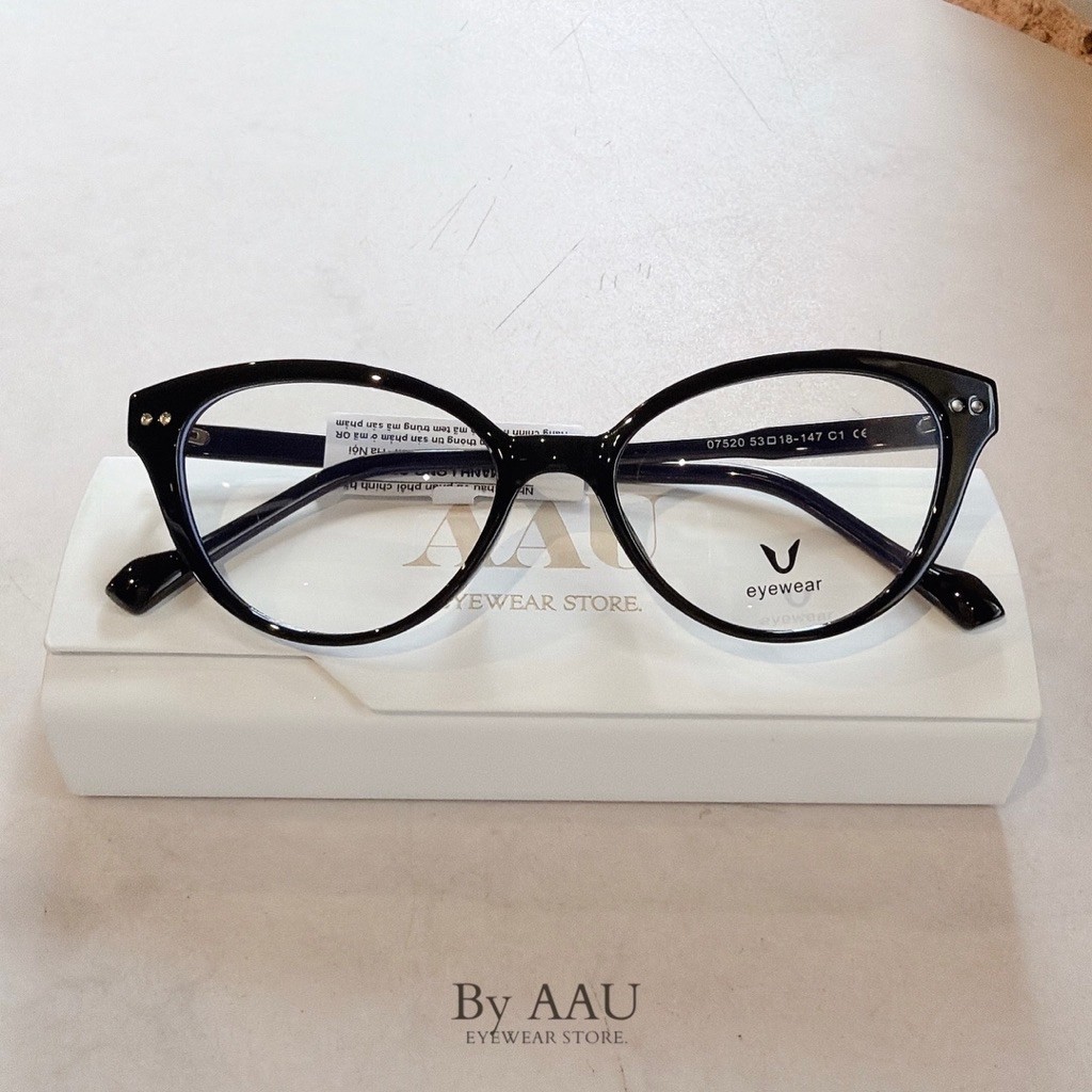[AAU EYEWEAR] Gọng kính mắt mèo màu đen full nhựa V eyewear. Gọng chuyên dụng cho cắt tròng cận/ loạ