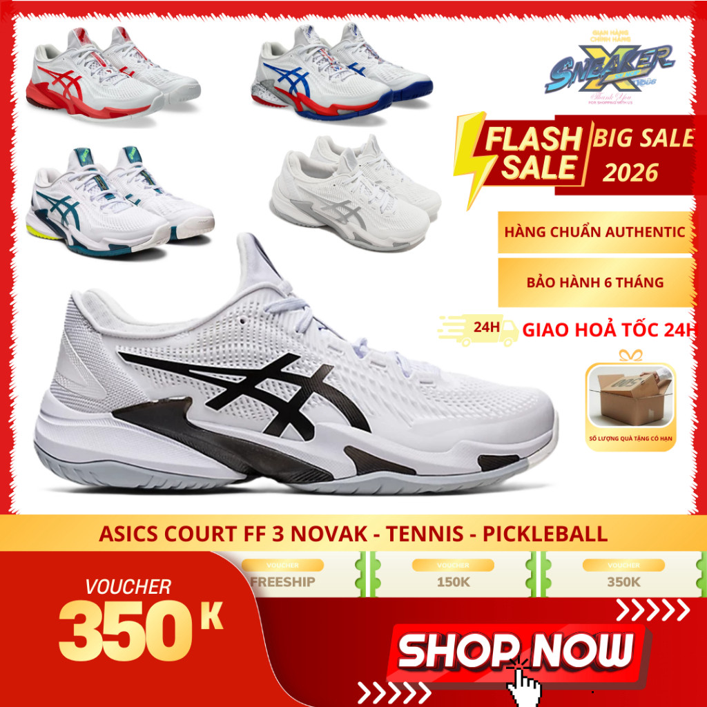 [Big SALE VOUCHER XTRA] Giày Asics Court FF 3 Novak - Thể Thao Tennis Pickleball - Full Màu