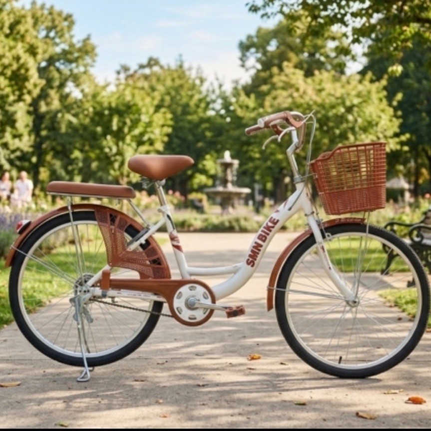 Xe Đạp Nữ 20-24 Inch Thời Trang Có Giỏ – Xe Đạp Thành Phố Nữ Có Baga, Chắn Bùn