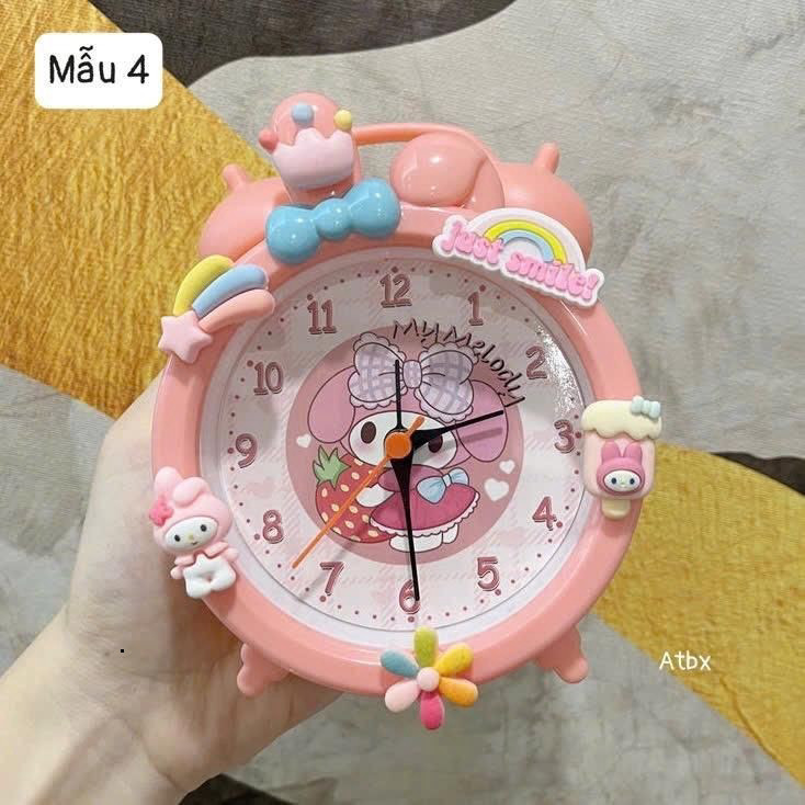 Đồng hồ báo thức nhân vật hoạt hình kuromi,melody có kèm sticker dễ thương Decor Phòng Trang Trí Nhà