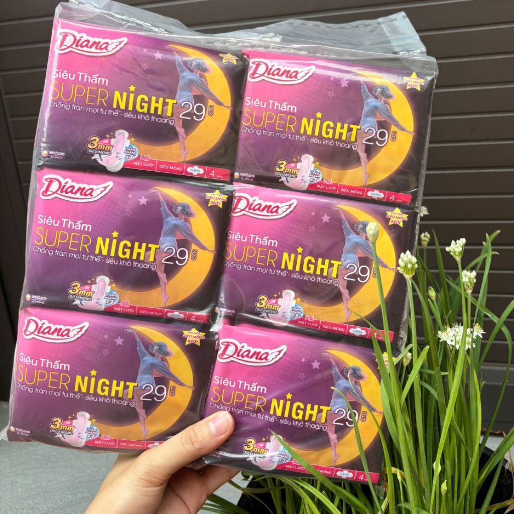 BVS DIANNA SUPER NIGHT BAN ĐÊM 29CM, LỐC 6 GÓI (24M) CÓ CÁNH
