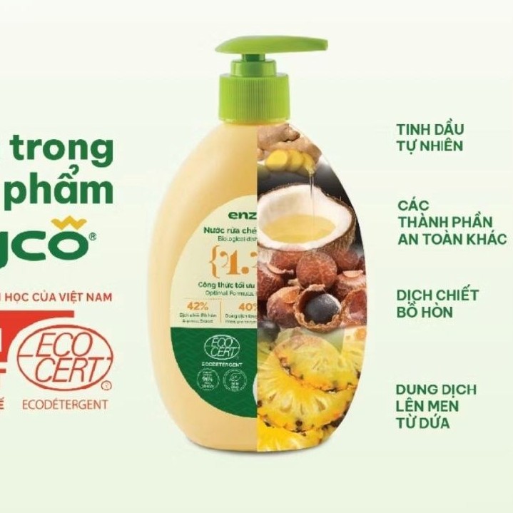 Nước Rửa Chén Sinh Học Enzyco 465ml  Gừng