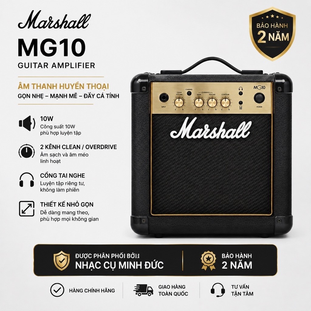 Loa Marshall MG10 – Loa Guitar Nhỏ Gọn, Công Suất 10W, Âm Thanh Mạnh Mẽ Cho Luyện Tập - Hàng chính h