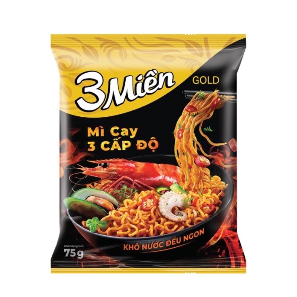 COMBO 5 GÓI Mì 3 Miền Gold Cay 3 Cấp Độ Gói 75G