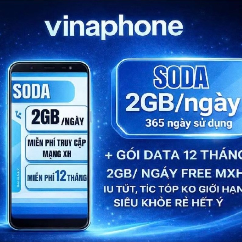 SIM VINAPHONE SODA 2GB/NGAY [CÓ ESIM]