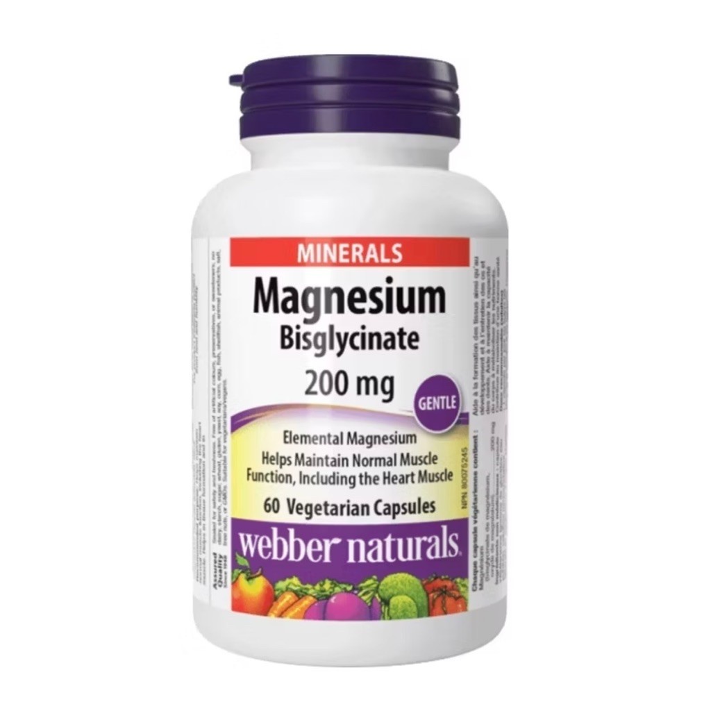 (Cty) Viên uống Webber Naturals Magnesium Bisglycinate 200mg (60 viên) , Bổ sung Magnesium