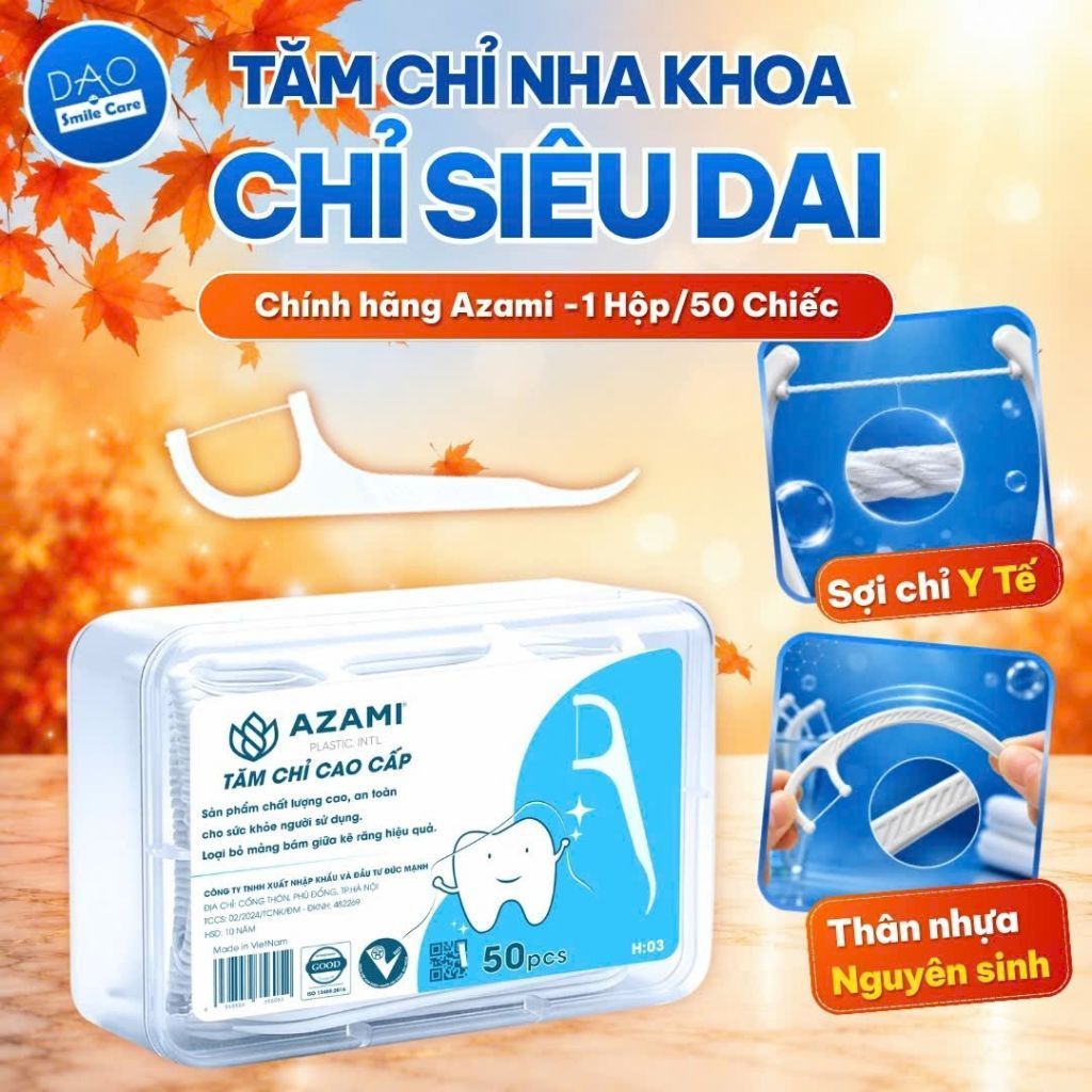 ( 1 Hộp ) tăm chỉ nha khoa Azami, hàng Việt Nam chính hãng