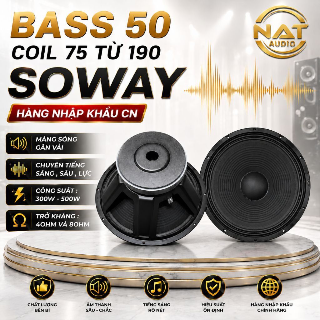 Loa bass 50 coil 75 từ 190 hàng nhập khẩu CN tiếng sáng và lực