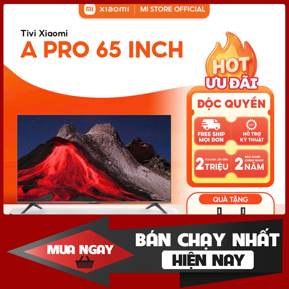 A Pro 65 Inch 2026 Tivi Xiaomi Bản Quốc Tế | QLED 4K, HDR10, Dolby Audio, Viền Mỏng, 2GB/8GB