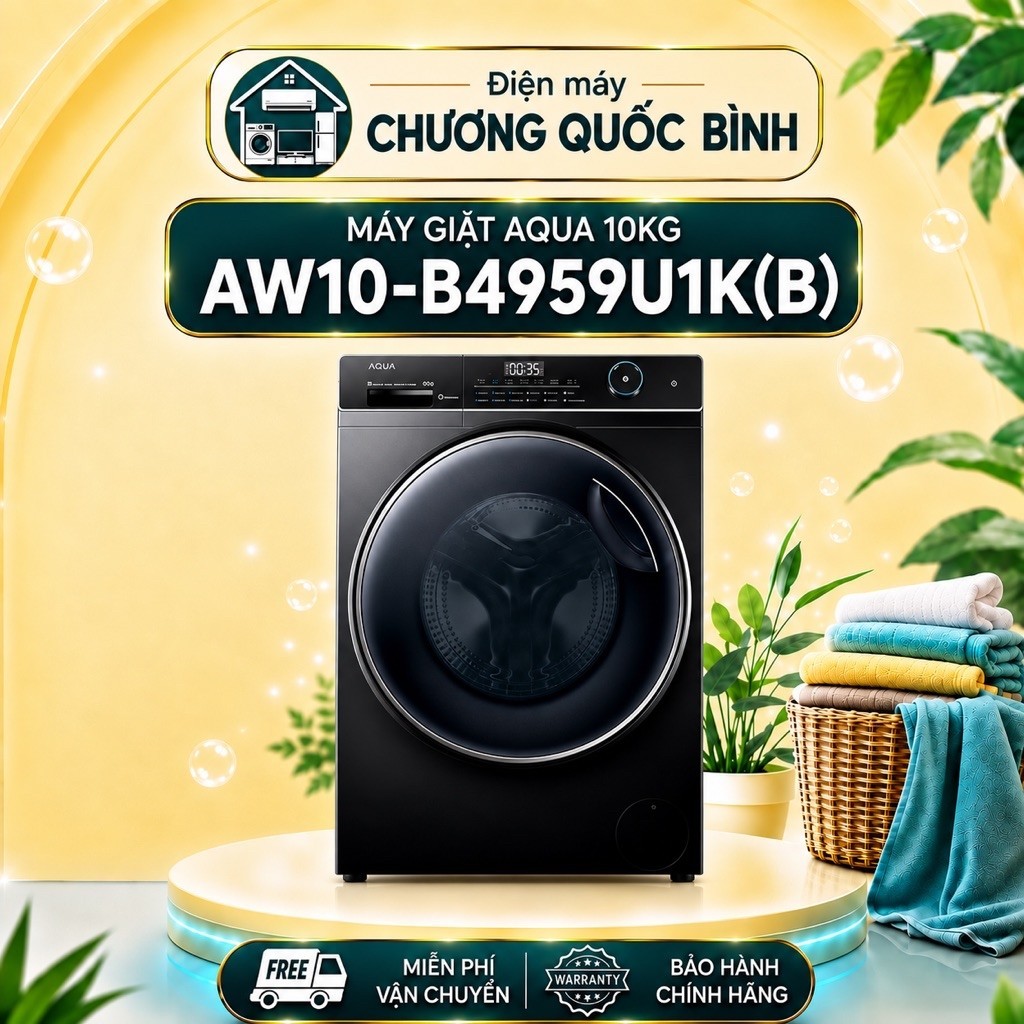 Máy giặt Aqua Inverter 10 kg AW10-B4959U1K(B) truyền động trực tiếp[GIAO HÀNG TOÀN QUỐC]