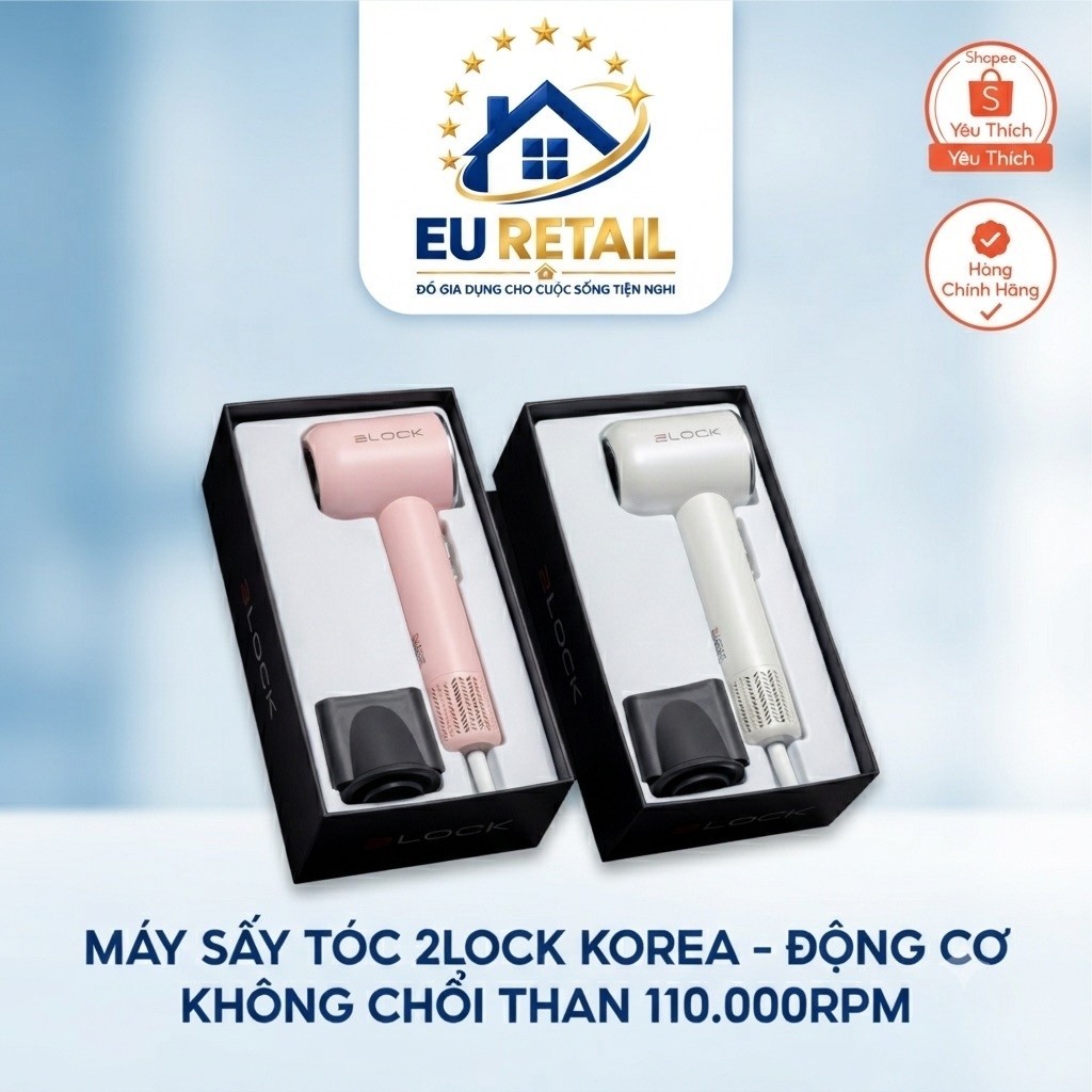 MÁY SẤY TÓC 2LOCK KOREA – ĐỘNG CƠ KHÔNG CHỔI THAN 110.000RPM HOT