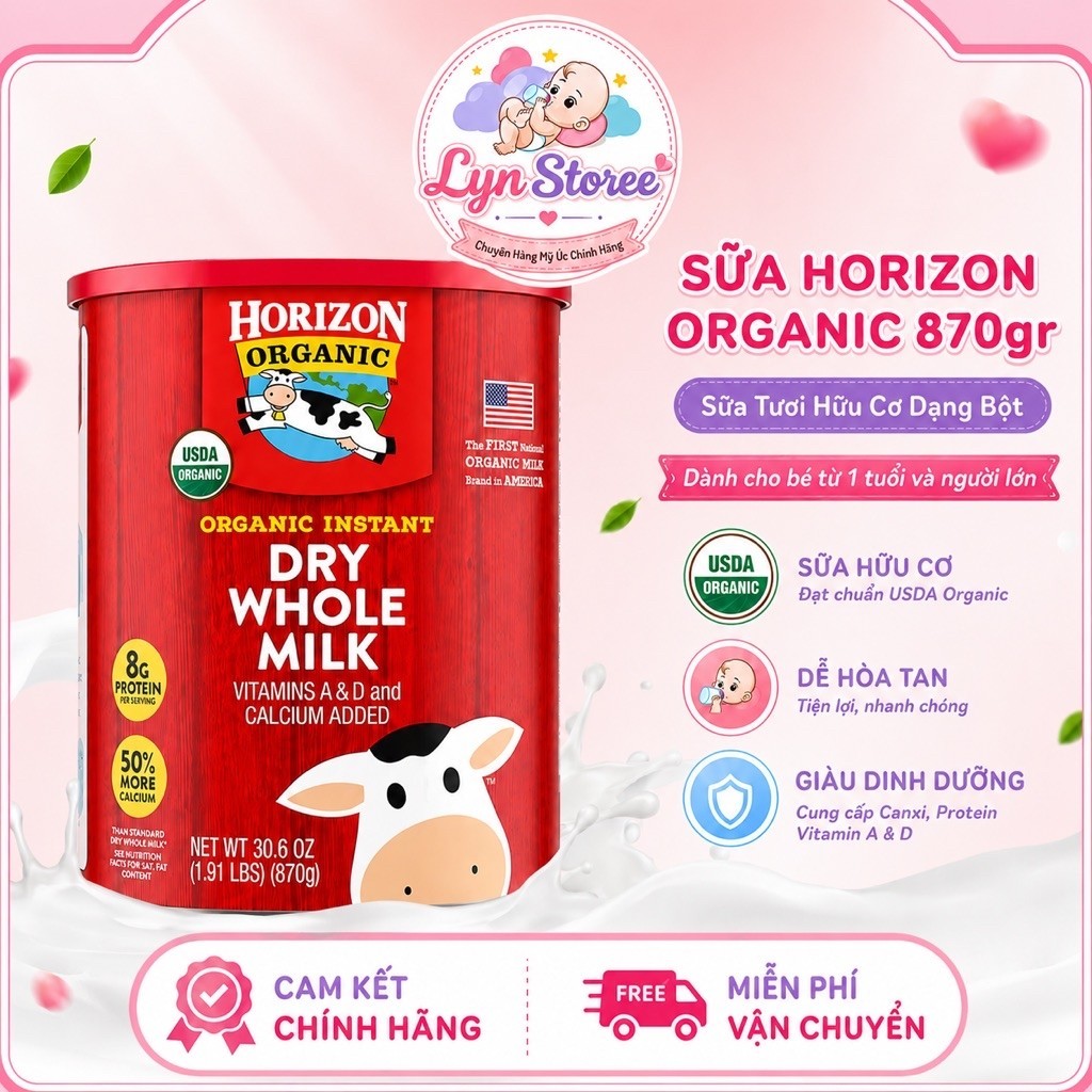(DATE 7/2027) SỮA BỘT HỮU CƠ HORIZON ORGANIC INSTANT DRY WHOLE MILK – HÀNG XUẤT XỨ MỸ 🇺🇸