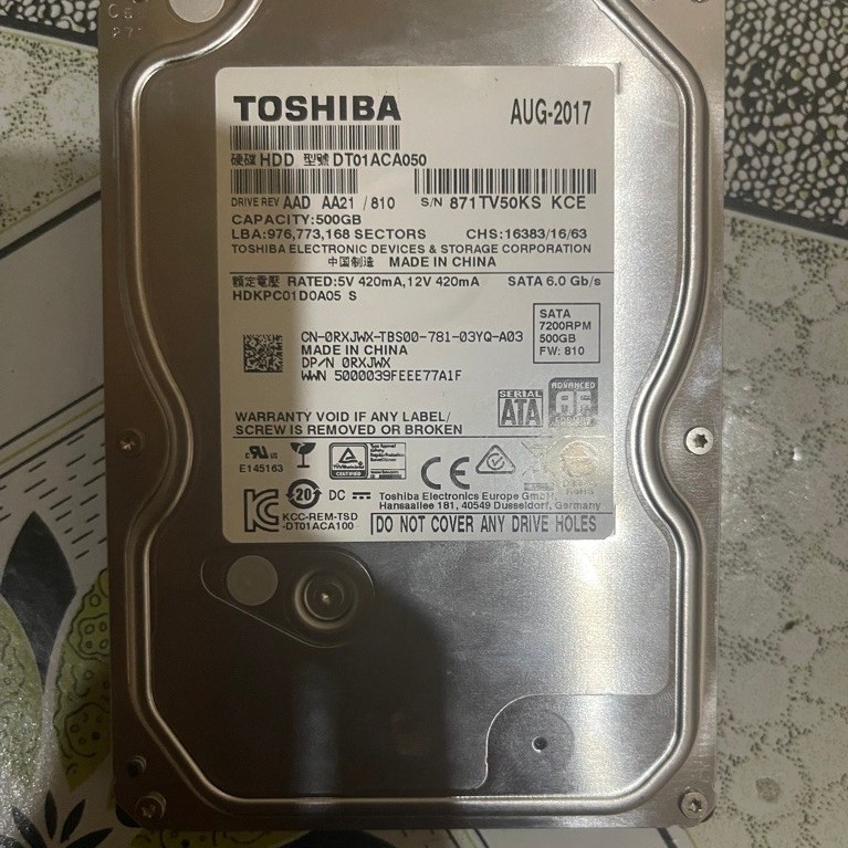 Ổ cứng toshiba 500Gb HHD sức khoẻ good 100%