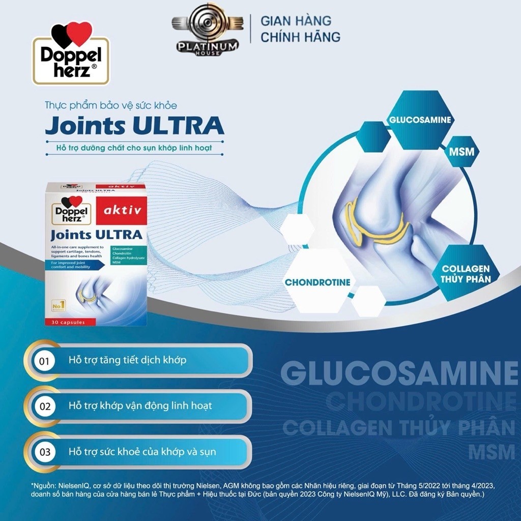 TPBVSK Joints ULTRA hỗ trợ giảm các triệu chứng thoái hóa khớp, bảo vệ sụn khớp ( hộp 30 viên)