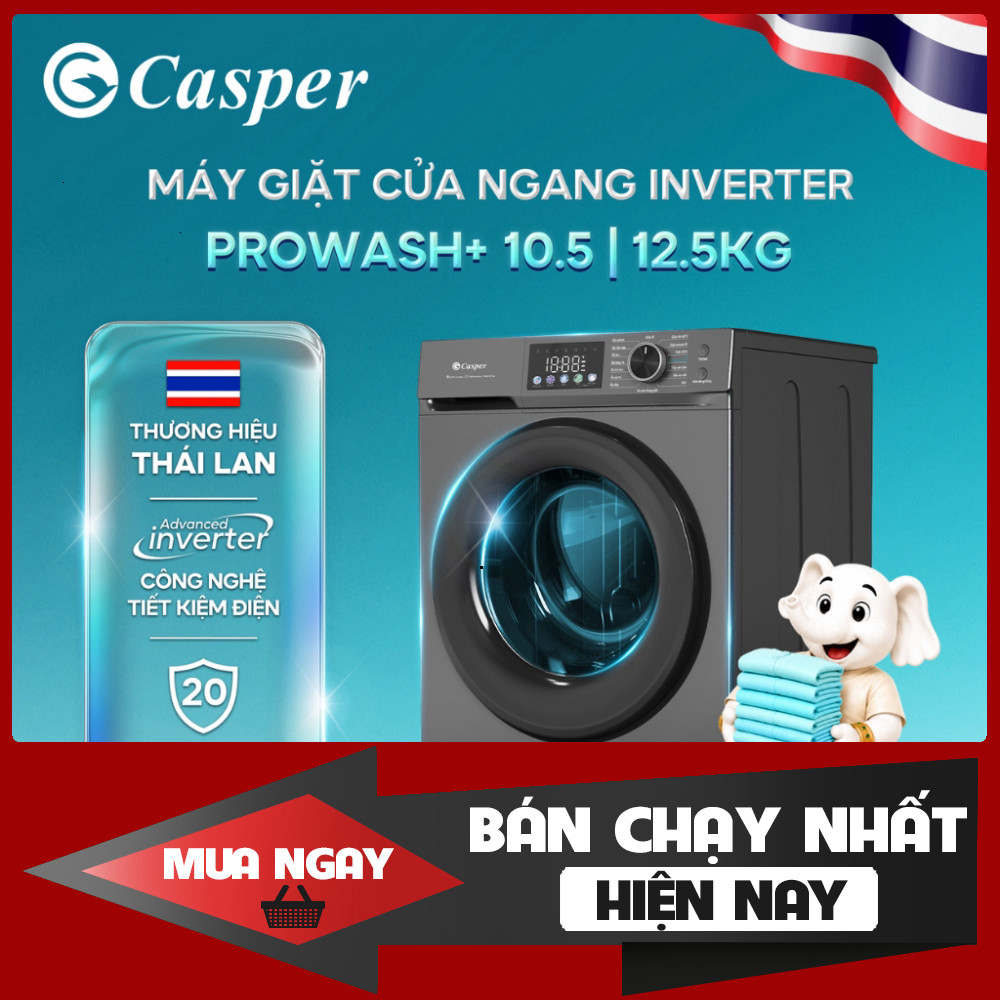 Máy giặt cửa ngang AI thông minh Casper 12.5KG WF-D125VGR1 - Chính hãng - Bảo hành 2 năm