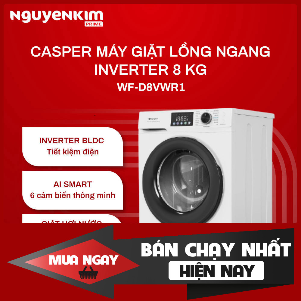 Máy giặt cửa trước Casper ProWash Inverter 8 kg WF-D8VWR1