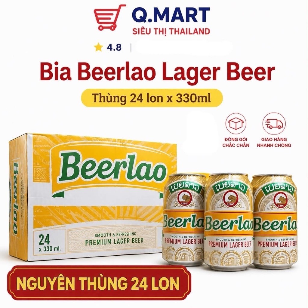 Bia Lào Vàng (Beer Lao Gold) Thùng 24 lon 330ml