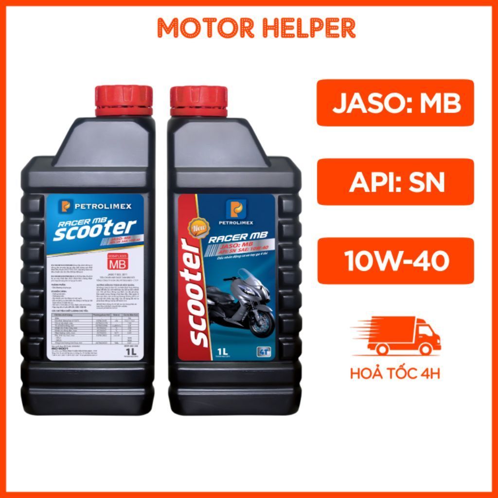 Nhớt Xe Tay Ga, Nhớt Xe Scooter Petrolimex Racer MB Scooter SAE 10W-40 API SN 0.8L/1L, Dầu Nhớt Xe M