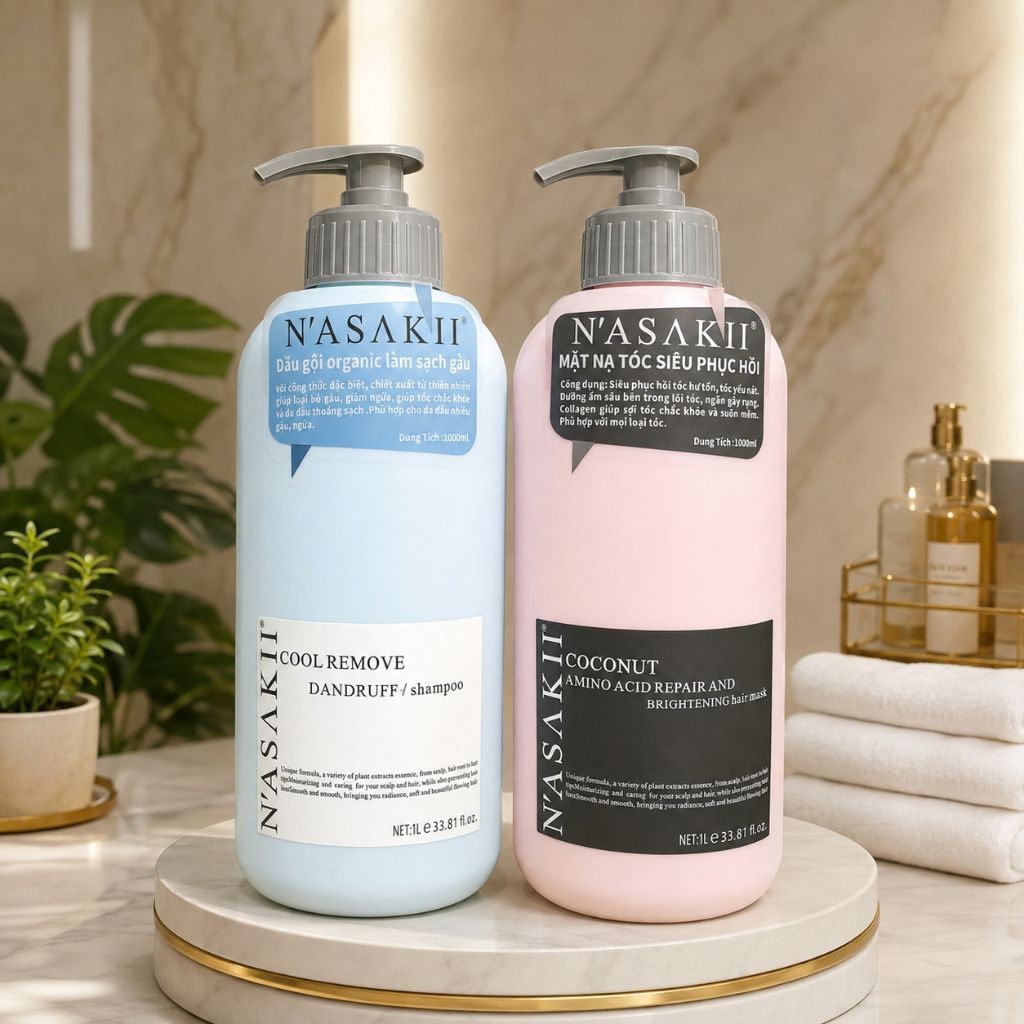 (auth) cặp dầu gội xả NASAKII 1000ml