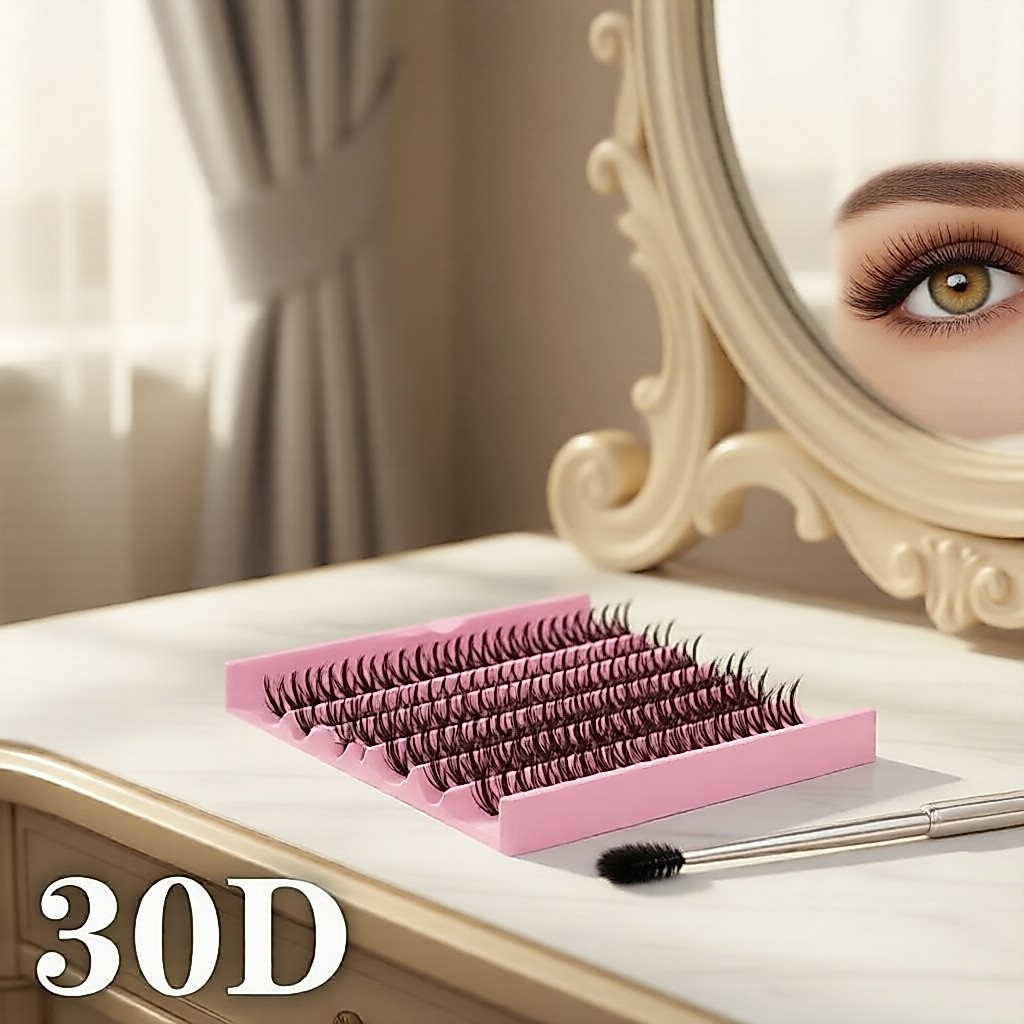 D Curl 30D Lông Mi Cụm Mảnh, 200 Cụm, Lông Mi Giả Dày Dặn, Không Cảm Giác Nhựa, Lông Mi Giả Đơn Sử D