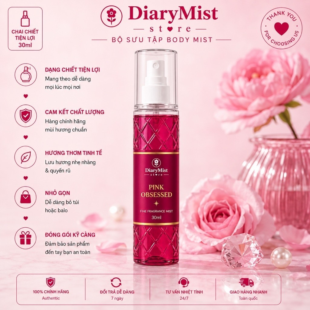 𝐃𝐢𝐚𝐫𝐲𝐦𝐢𝐬𝐭.𝐬𝐭𝐨𝐫𝐞 Xịt Thơm Toàn Thân Bodymist - PINK OBSESSED