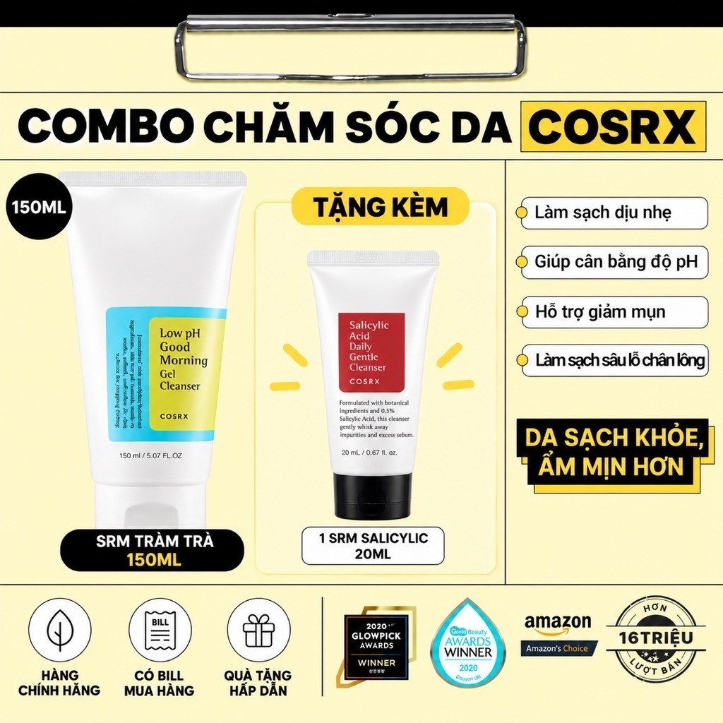 Sửa rửa mặt tràm trà cosrx 150ml + SRM 20ml
