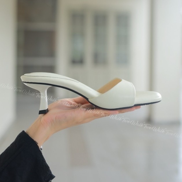 TWOWALK: LIGHT(Chân mỏng lùi size)- Guốc Nữ Sandal Mule Cao Gót Da Microfiber Cao Cấp Mũi Vuông Quai