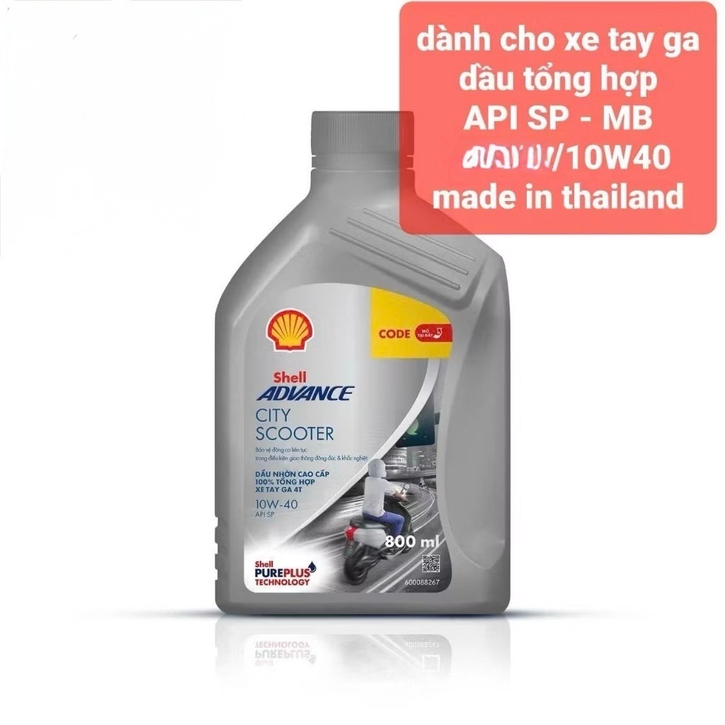 Nhớt xe tay ga Shell Advance City Scooter API SP 10W40 Sản xuất tại Thái Lan