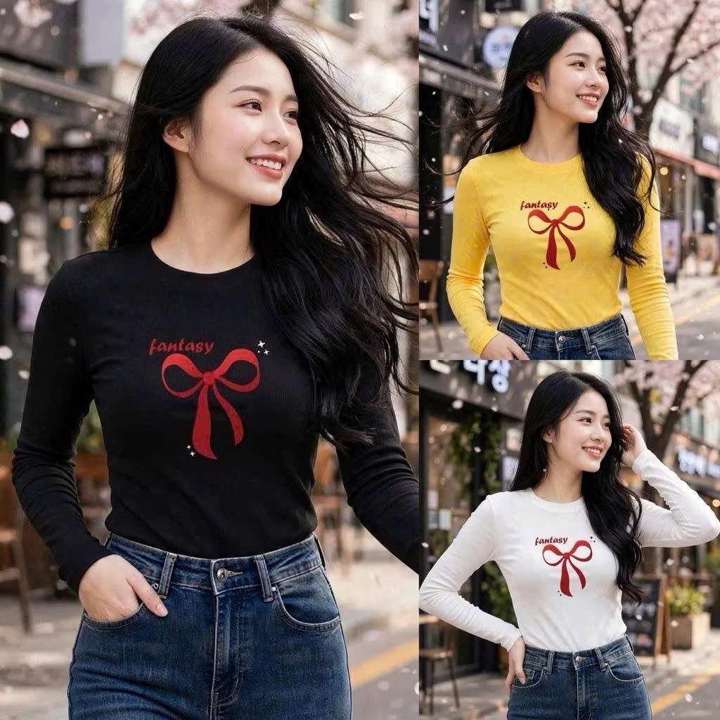 Áo croptop tay dài thu đông in hoạ tiết nơ đỏ xinh đẹp boong fashion  HP NODOCHOI