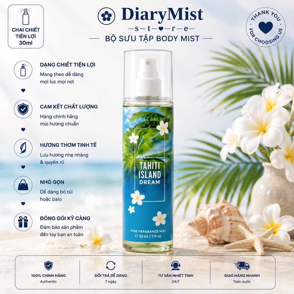 𝐃𝐢𝐚𝐫𝐲𝐦𝐢𝐬𝐭.𝐬𝐭𝐨𝐫𝐞 Xịt Thơm Toàn Thân Bodymist - Tahiti Island Dream