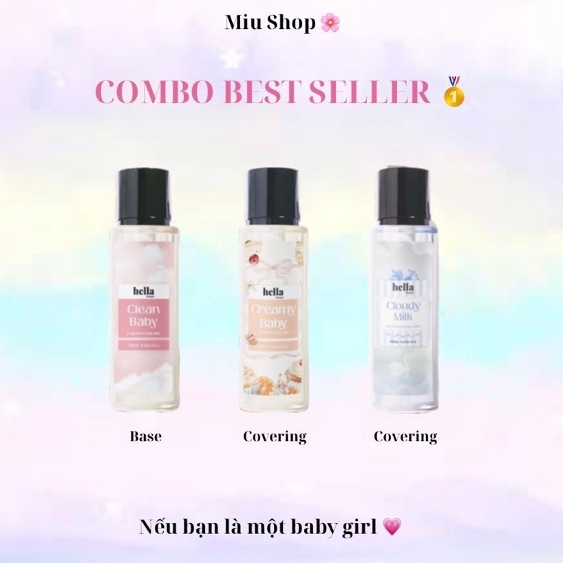 (Set mini 10ml) Xịt thơm body mist hương nước hoa Hella Beauty chai chiết