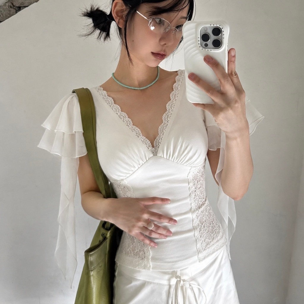 Mercure top | Áo thun kiểu phối ren Mania Cutie