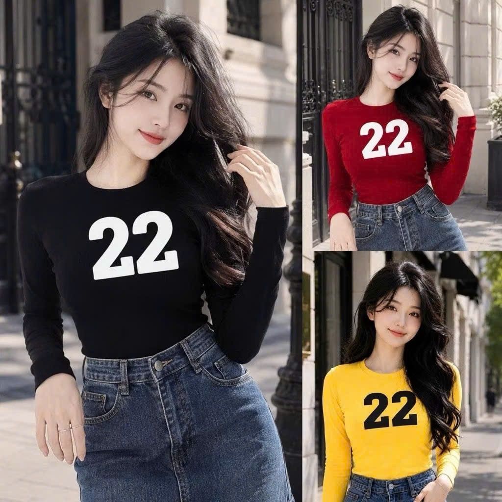 Áo croptop dài tay chất thun tăm thu đông in xinh đẹp boong fashion HP 22