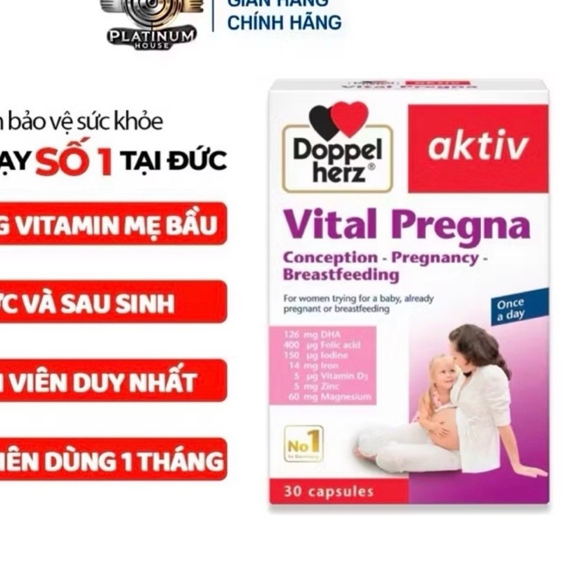 Vitamin cho bà bầu - Aktiv Vital Pregna, nhập khẩu từ Doppelherz Đức, trươc và sau sinh, Omega sắt, 