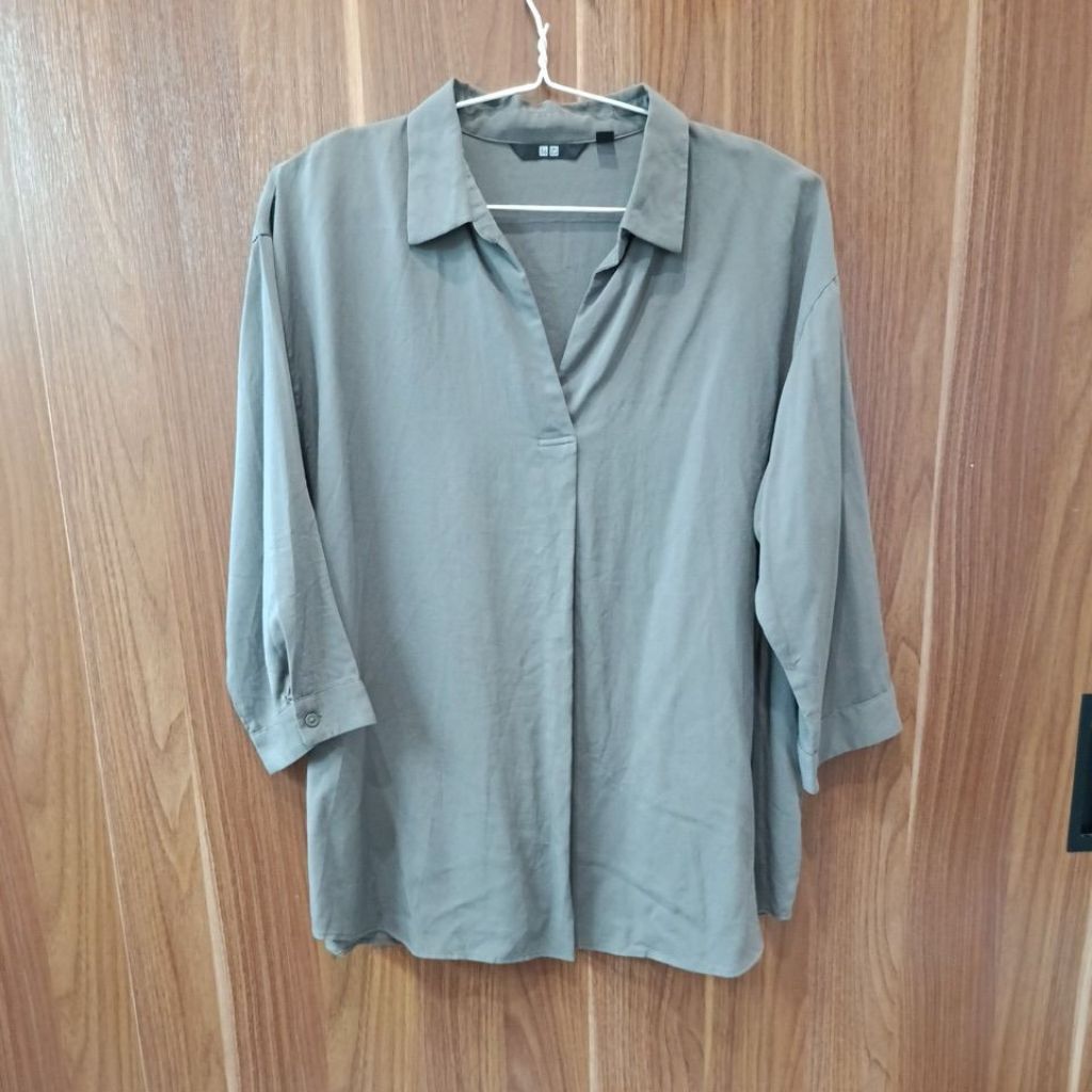 2hand áo sơ mi rayon phối Nhật UNIQLO